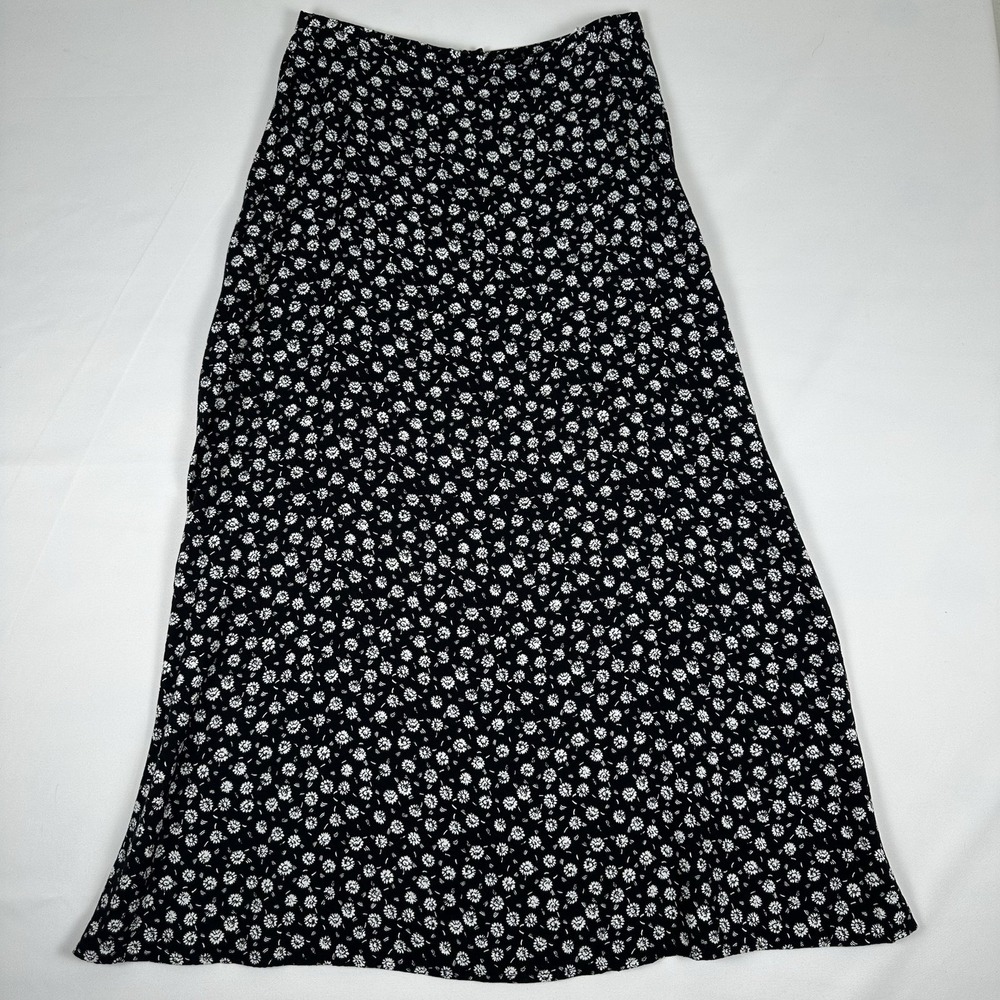 Kathie Lee Collection Vintage Womens Size 14 Black Floral Maxi Skirt Rayon
